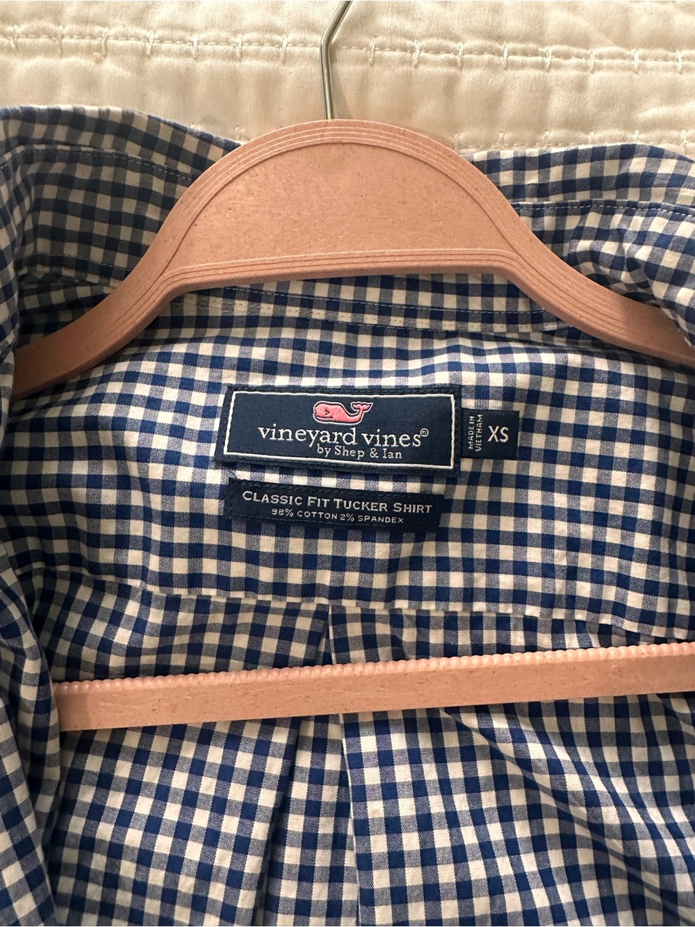 Vineyard Vines Blue and White Gingham Button-Down Shirt Men’s XS